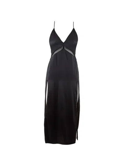 Aubade Silk Desire Lace-insert Nightdress In Black