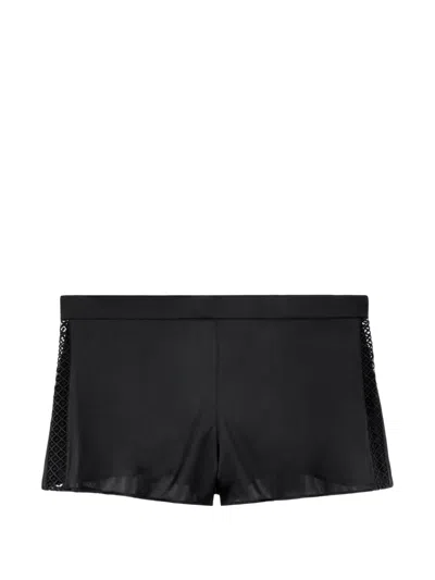 Aubade Silk Desire Lace-insert Pajama Bottoms In Black