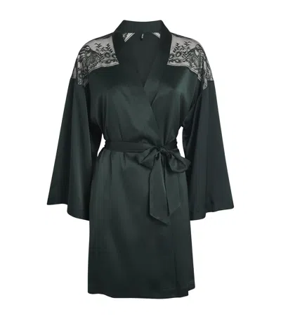 Aubade Silk-blend Midnight Whisper Robe In Black