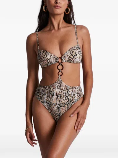 Aubade Snake-print Cutout Swimsuit In Brown