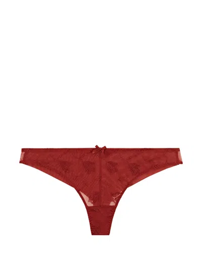 Aubade Softessence Embroidered Thong In Brown