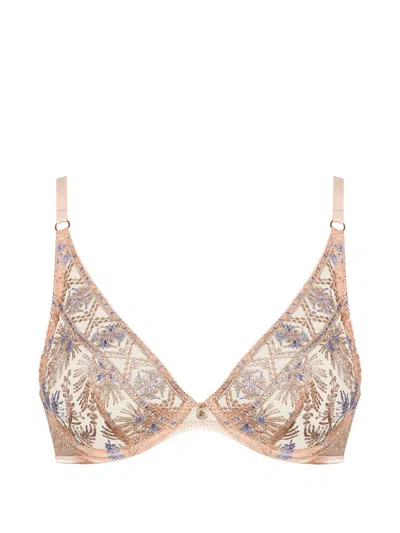 Aubade Sound Of Heart Embroidered Underwired Bra In Brown