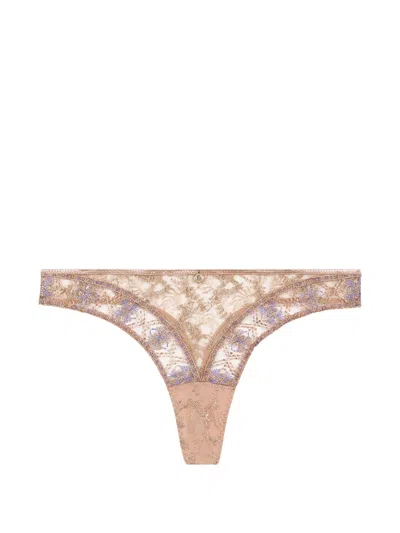 Aubade Sound Of Heart Thong In Animal Print