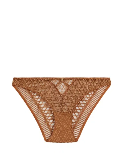 Aubade Stardust Dream Embroidered Briefs In Brown