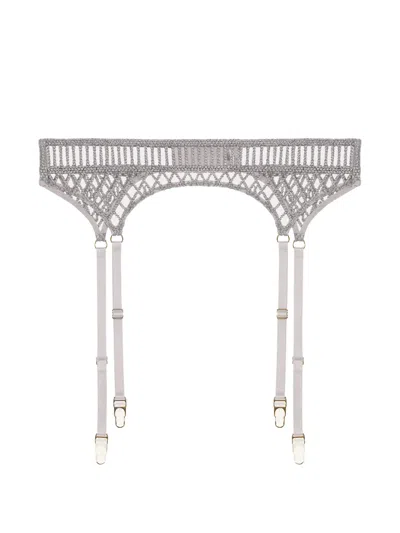 Aubade Stardust Dream Embroidered Suspender Belt In Gray