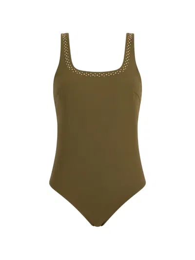 Aubade Summer Stars Studded-embellishment Swimsuit In Green