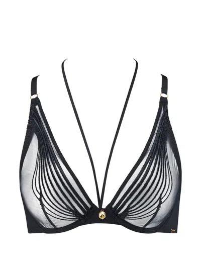Aubade Sumptuous Waves Embroidered Triangle Bra In Black