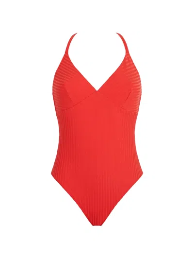 Aubade Sun Pop Ribbed-knit Swimsuit In Red
