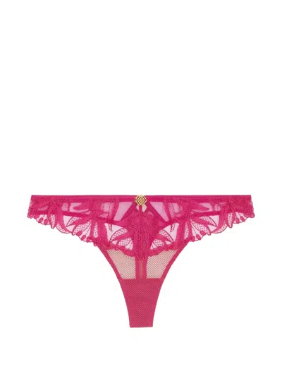 Aubade Sweet Euphoria Embroidered Thong In Animal Print