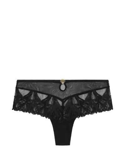 Aubade Sweet Euphoria Lace-embroidered Briefs In Black