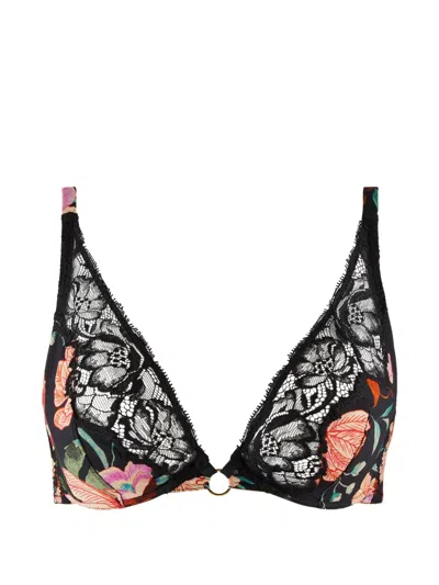 Aubade Sweetfolk Floral-print Lace-trim Bra In Multi