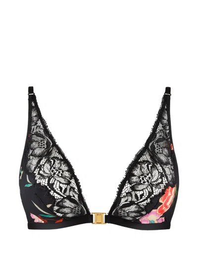 Aubade Sweetfolk Lace-trim Triangle Bra In Black