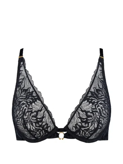 Aubade The Night Before Lace-embroidered Triangle Bra In Black