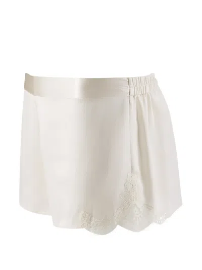 Aubade Toi Mon Amour Lace-trim Pajama Shorts In White