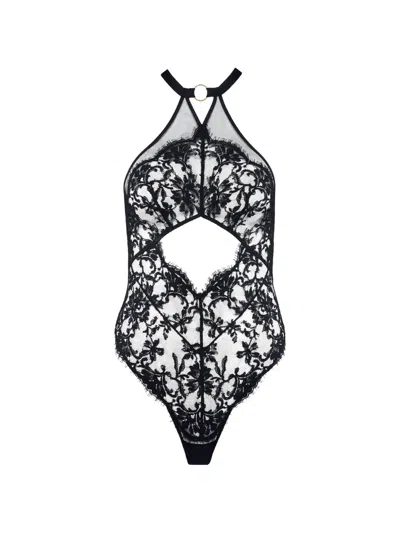 Aubade Under Your Spell Cut-out Bodysuit In Black