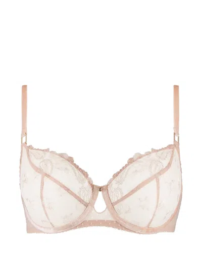 Aubade Velvet Memories Lace-embroidered Bra In Neutral