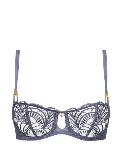 Aubade Vibes Embroidered Balconette Bra In Blue
