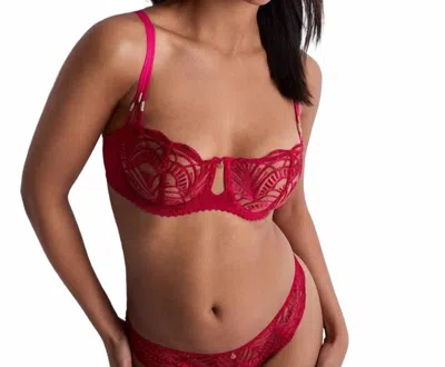 Aubade Vibes Half Cup Bra In Red Love & Plain Bordeaux