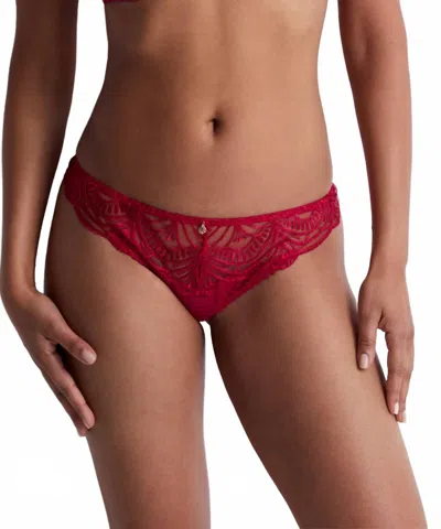 Aubade Vibes Tanga Brief In Red Love & Plain Bordeaux In Burgundy