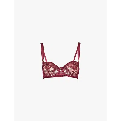 Aubade Womens Crimson Red Magnetic Spell Half-cup Underwired Lace Bra