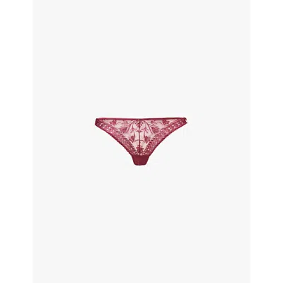 Aubade Womens Crimson Red Magnetic Spell Stretch-lace Tanga Briefs In Crimson Red