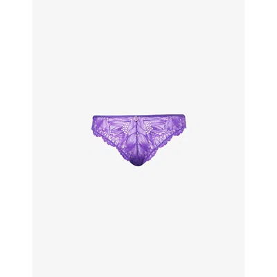 Aubade Womens Poison Purple Floral-patterned Mid-rise Stretch-lace Briefs