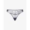 Aubade Womens Denim Vibes Lace Thong In Blue