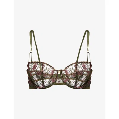 Aubade Womens Dark Garden Sound Of Heart Half-cup Bra In Multi