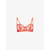 Aubade Womens  Rules Of Attraction Embroidered Half-cup Lace Bra In Flame