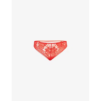 Aubade Womens Flame Rules Of Attraction Embroidered Stretch-woven Briefs Xs