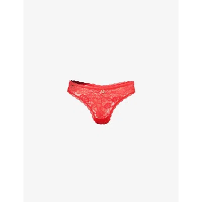 Aubade Womens Gala Rosessence Mid-rise Stretch-lace Tanga Briefs