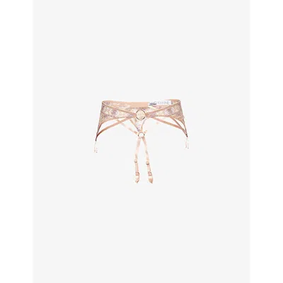Aubade Womens Lavender Aura Sound Of Heart Embroidered Lace Suspender