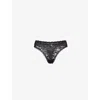 Aubade Womens Noir Rosessence Mid-rise Stretch-lace Tanga Briefs In Noir