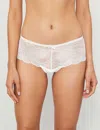 Aubade Danse Des Sens St Tropez Low-rise Mesh And Lace Embroidery Briefs In Opale (white)