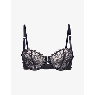 Aubade Womens  Satin Memories Half-cup Lace Bra In Black