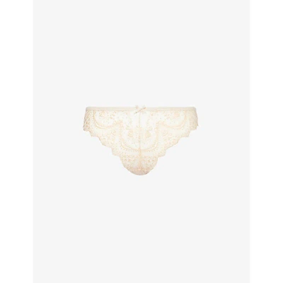 Aubade Womens Silk Heaven Ecrin Floral-embroidered Stretch-lace Briefs