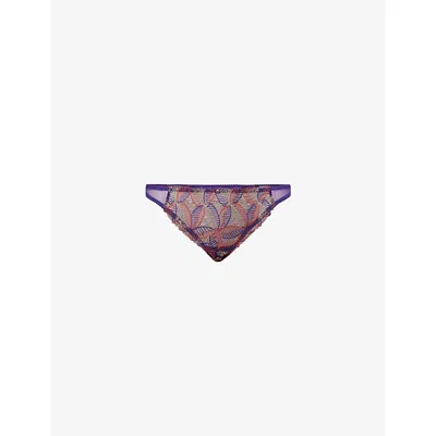Aubade Womens Vivid Purple Life Celebration Low-rise Stretch-lace Briefs