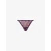 Aubade Womens Vivid Purple Life Celebration Stretch-lace Thong Xs In Multi