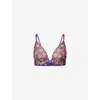 Aubade Womens Vivid Purple Life Celebration Underwired Triangle Lace Bra In Multi