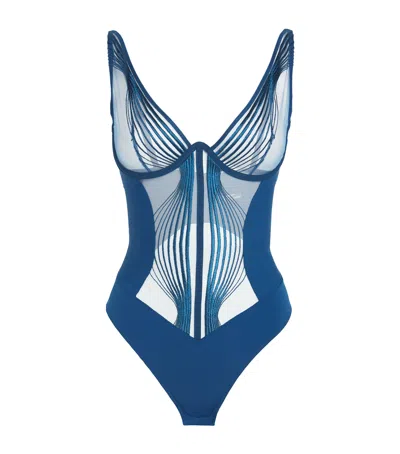 Aubade X Cindy Bruna Sumptuous Waves Bodysuit In Blue