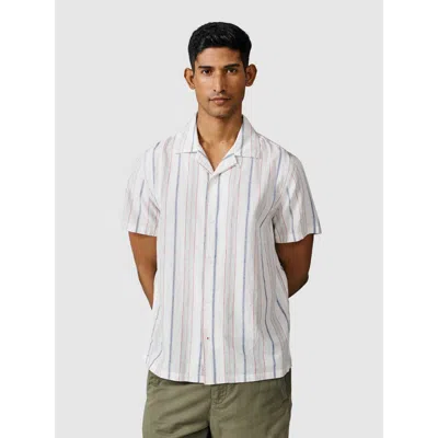 Aubin Abbey Cuban Collar Short Sleeved Shirt In White