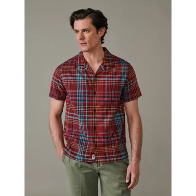 Aubin Abbots Cuban Collar Shirt In Red