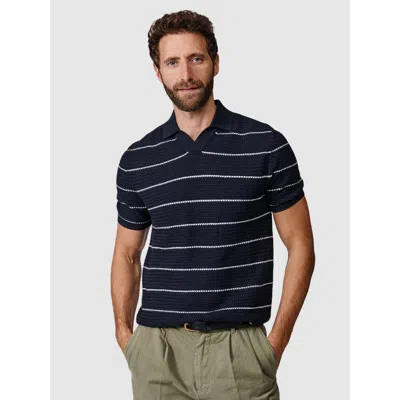 Aubin Alford Textured Cotton Polo Shirt In Blue