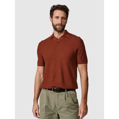 Aubin Alford Textured Cotton Polo Shirt In Brown