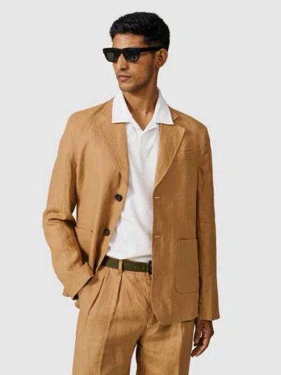 Aubin Belvedere Relaxed Linen Blazer In Brown