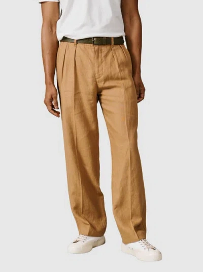 Aubin Belvedere Relaxed Linen Trouser In Brown