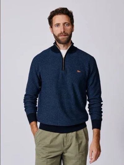 Aubin Bonby Zip Neck Sweater In Blue