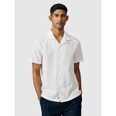 Aubin Brambling Linen Blend Short Sleeve Shirt In White