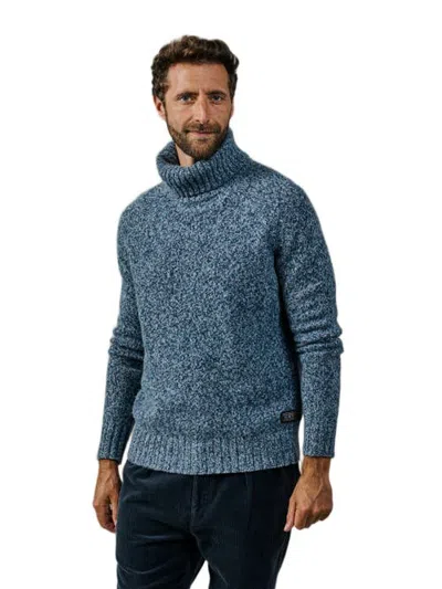 Aubin Caster Donegal Turtleneck Sweater In Indigo