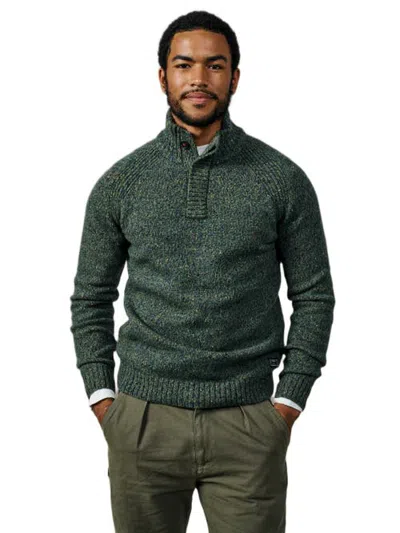 Aubin Firsby Concealed Button Neck Sweater In Khaki